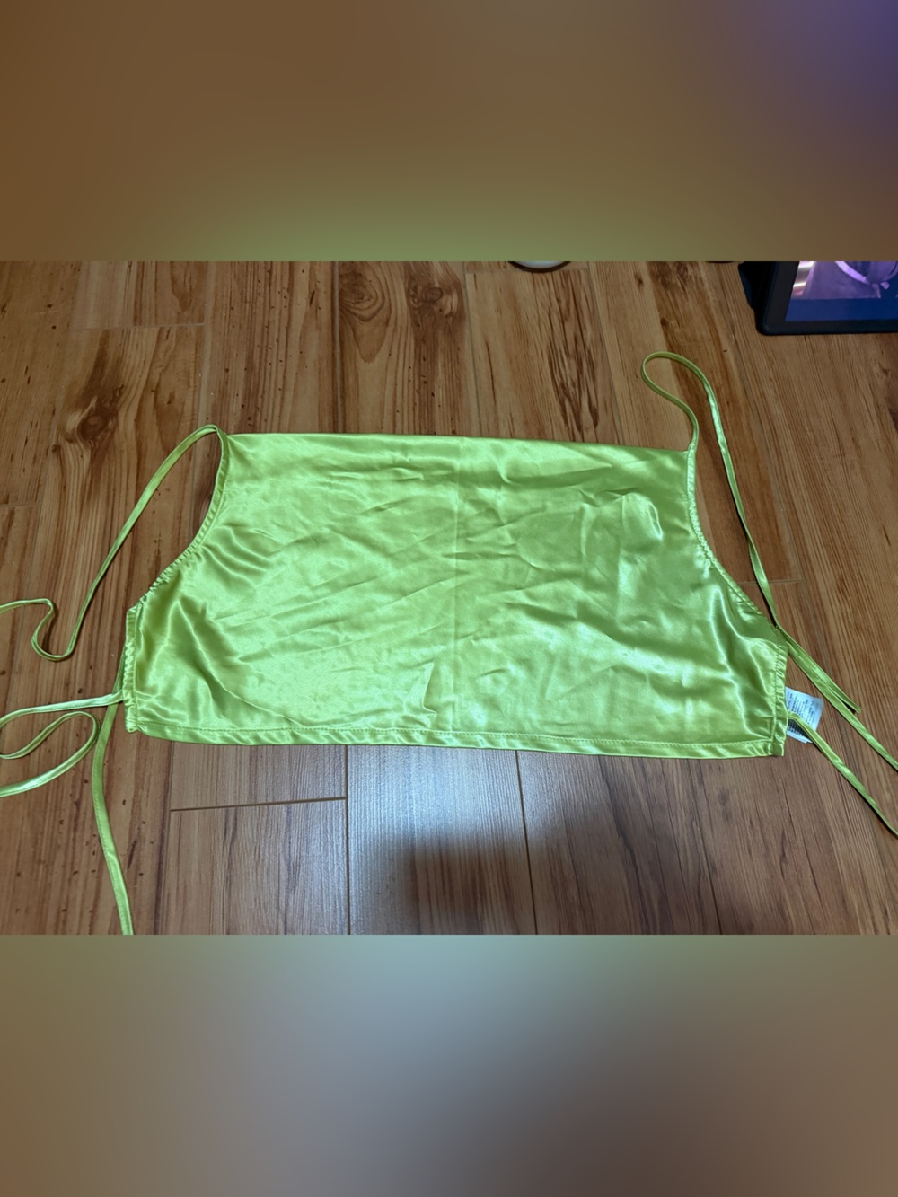Divided Neon Lime Satin Bandeau Cami